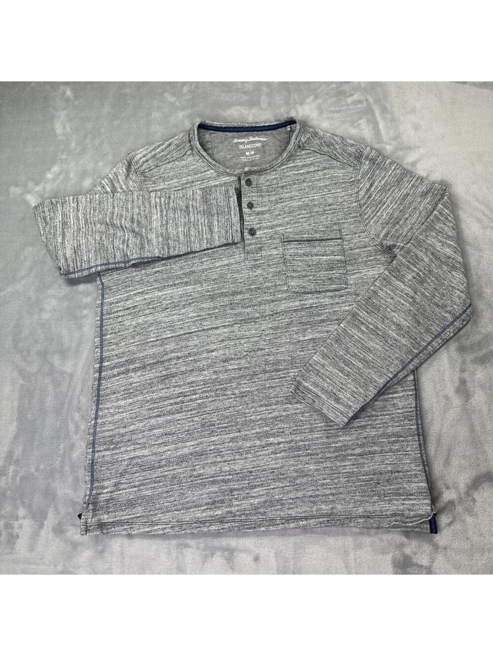 Tommy Bahama Pullover Grey Blue Ribbing Long Sleeve Island Zone Medium Soft